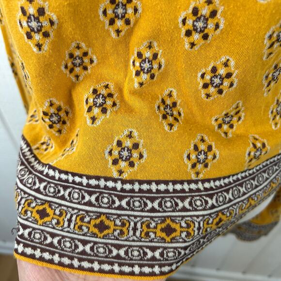 Free People Women Long Sleeve Knit Sweater Gold Fall Pullover Boho Hippie Small - Picture 3 of 8